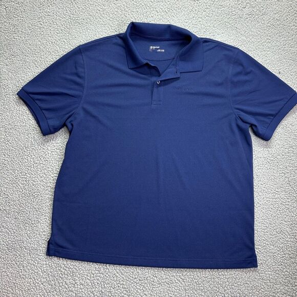Marmot Mens Short Sleeve Polo Dark Blue Tech Fabric Size Large - Picture 1 of 7